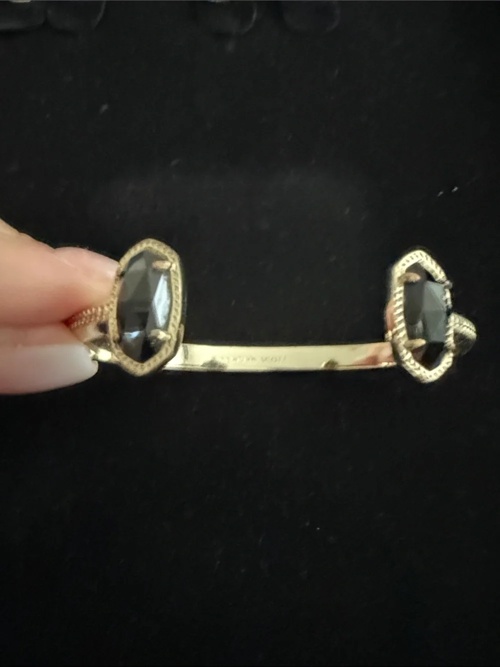 Kendra Scott Gold-Tone Black Stone Cuff Bracelet - Women Jewelry
